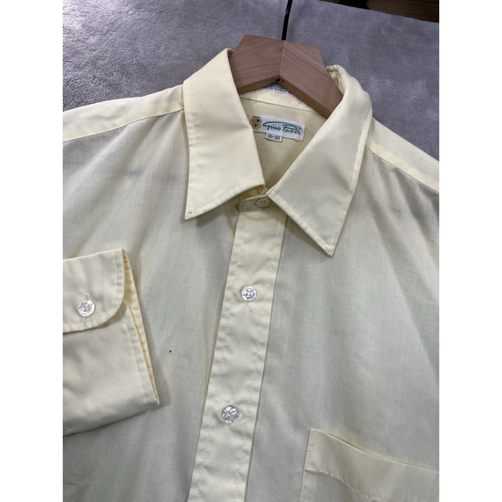 Vtg‎ 70s Gino Paoli Shirt Dress Disco Yellow Mens 16 33